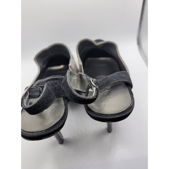Bumper Heels Size 8.5 Black and Gray Peep Open Toe Sling Back Womens - Picture 7 of 12